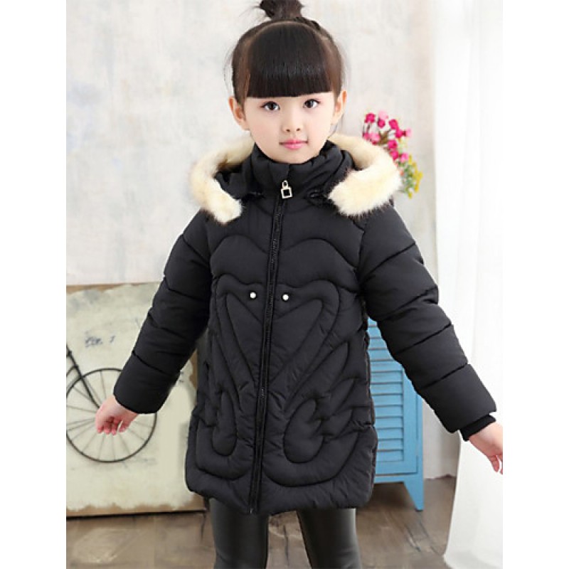 Girl's Casual/Daily Solid Down & Cotton Padded,Cotton Winter Black / Blue / Pink / Red  