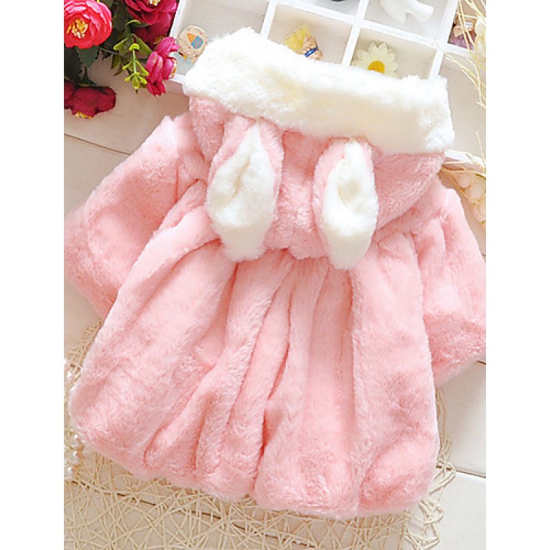 Girl's Casual/Daily Solid BlouseRabbit Fur Winter / Spring / Fall Pink / White  