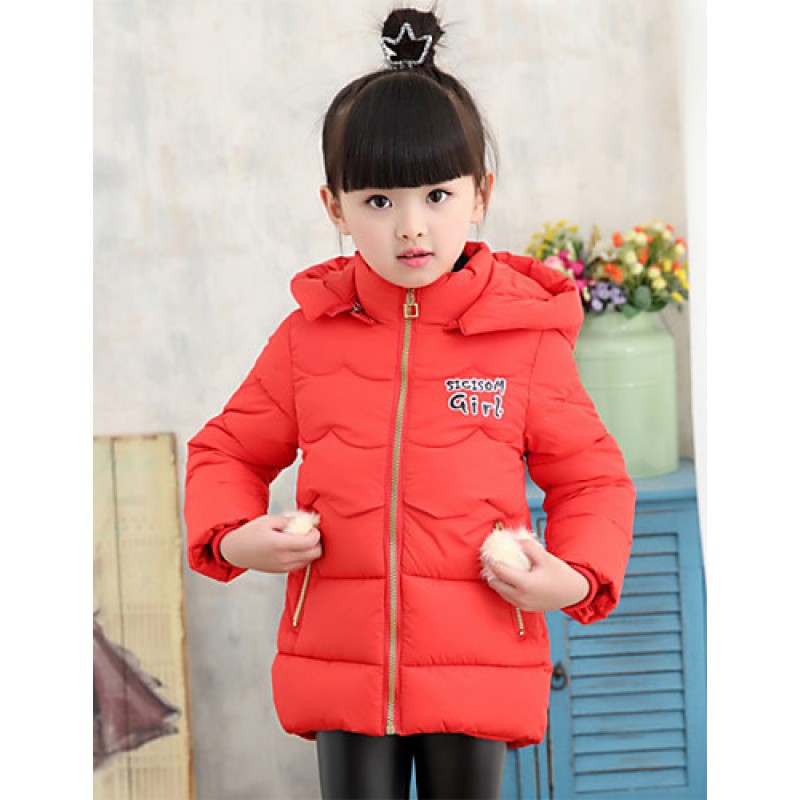 Girl's Casual/Daily Solid Down & Cotton Padded,Cotton Winter Blue / Pink / Red  