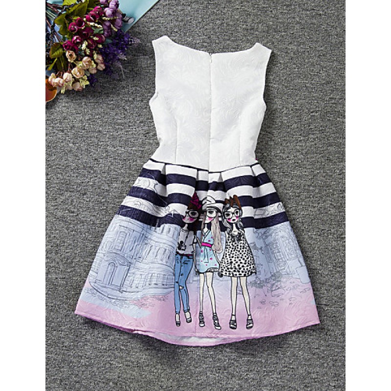 Girl's Pink Dress,Cartoon Polyester Summer  