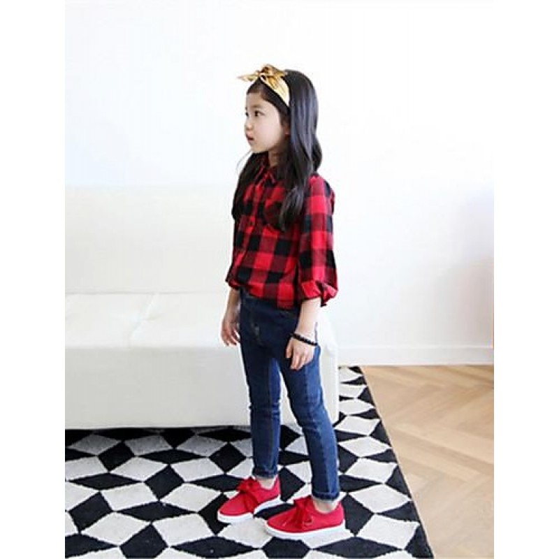 Girl's Check Shirt,Cotton Winter / Spring / Fall Red  