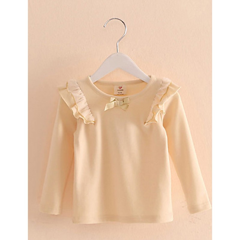 Girl's Purified Cotton Spring/Fall Fashion Casual/Daily Lace Ruffle Blouse Long Sleeves T-shirt  