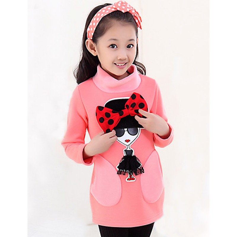 Girls Fashionable Han Edition Cotton  Long Sleeve Long T-shirt render unlined upper garment  