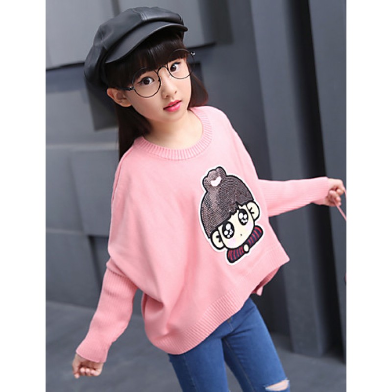 Girl's Casual/Daily Solid Sweater & CardiganCotton Fall Pink  