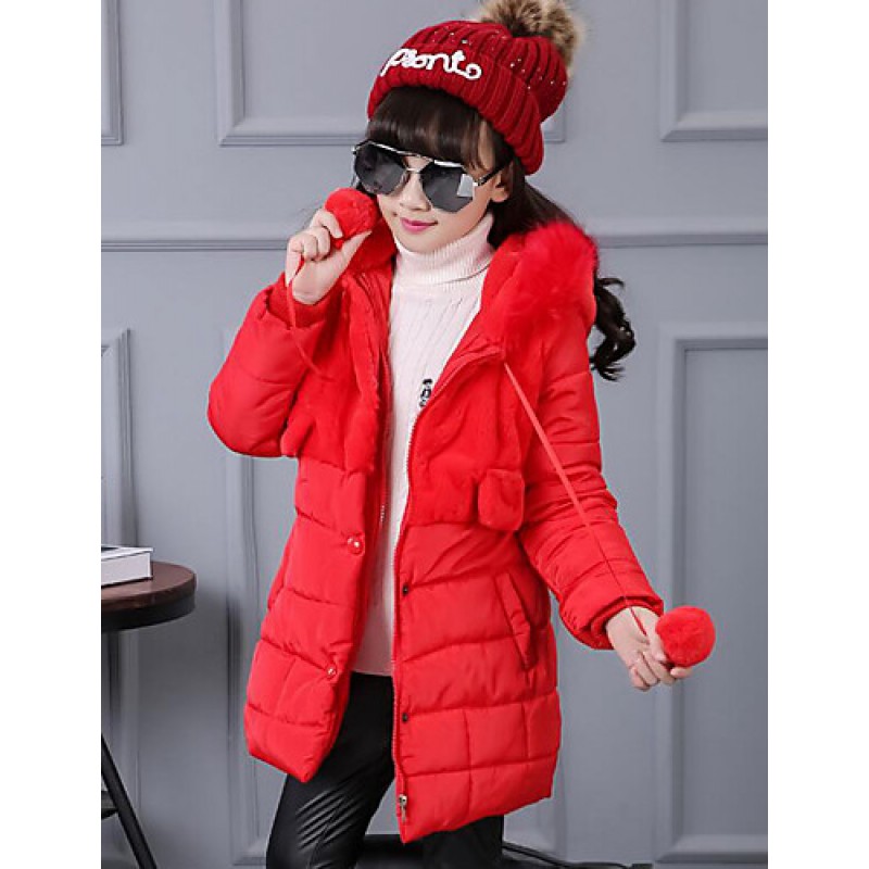 Girl's Casual/Daily Solid Down & Cotton Padded,Polyester Winter Black / Red  