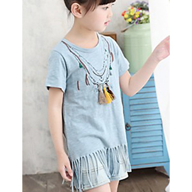 Girl's Casual/Daily Solid BlouseCotton / Bamboo Fiber Summer Blue / Pink / White  