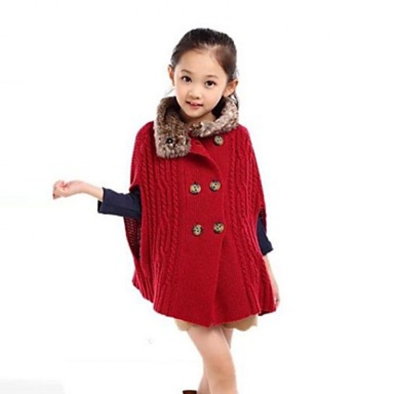 Girl's Red Sweater & Cardigan / Jacket & Coat,Solid Wool / Polyester / Knitwear Winter  