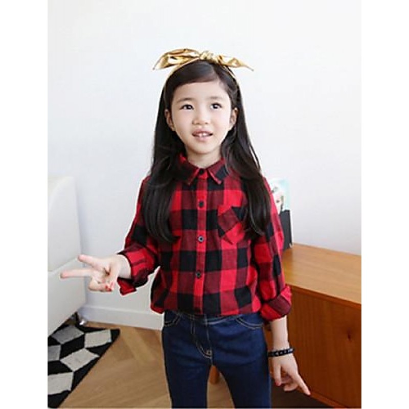 Girl's Check Shirt,Cotton Winter / Spring / Fall Red  