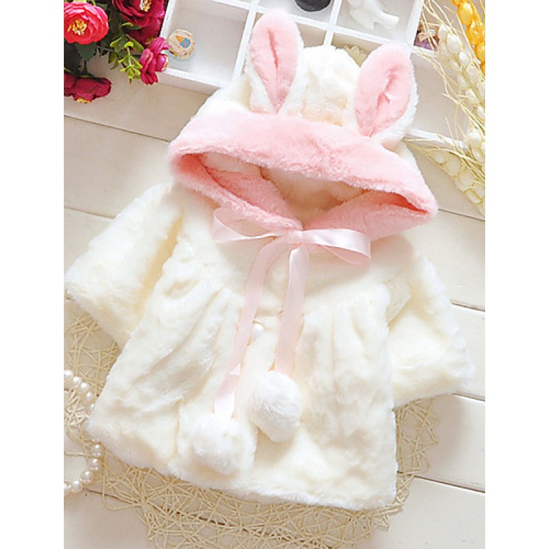 Girl's Casual/Daily Solid BlouseRabbit Fur Winter / Spring / Fall Pink / White  