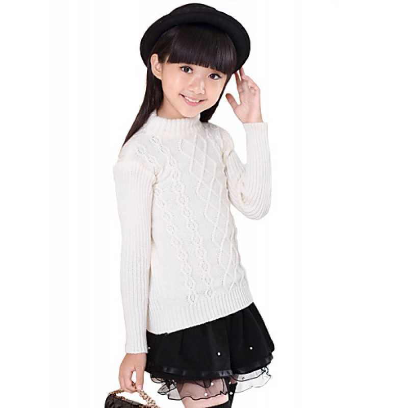 Cardigan For Girls Cotton Casual Solid Color Spring/Fall/Winter Going out/Casual/Daily Long Sleeve Turtleneck Sweatshirt Coat  