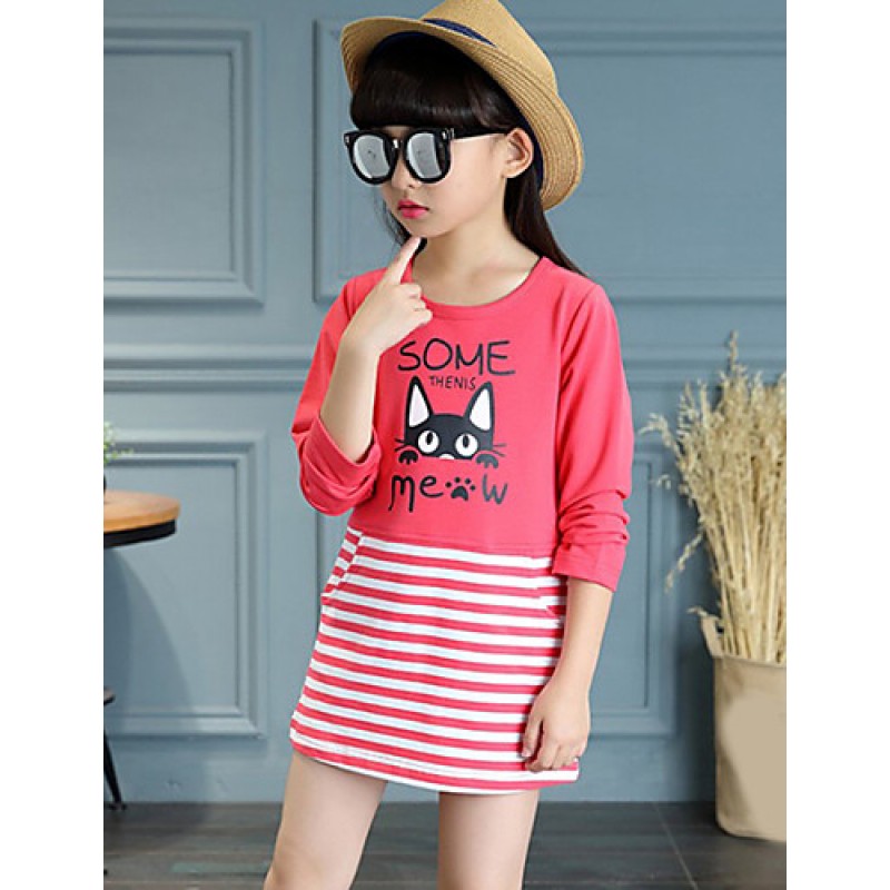 Girl's Casual/Daily Solid TeePolyester Spring / Fall Red / White / Yellow  