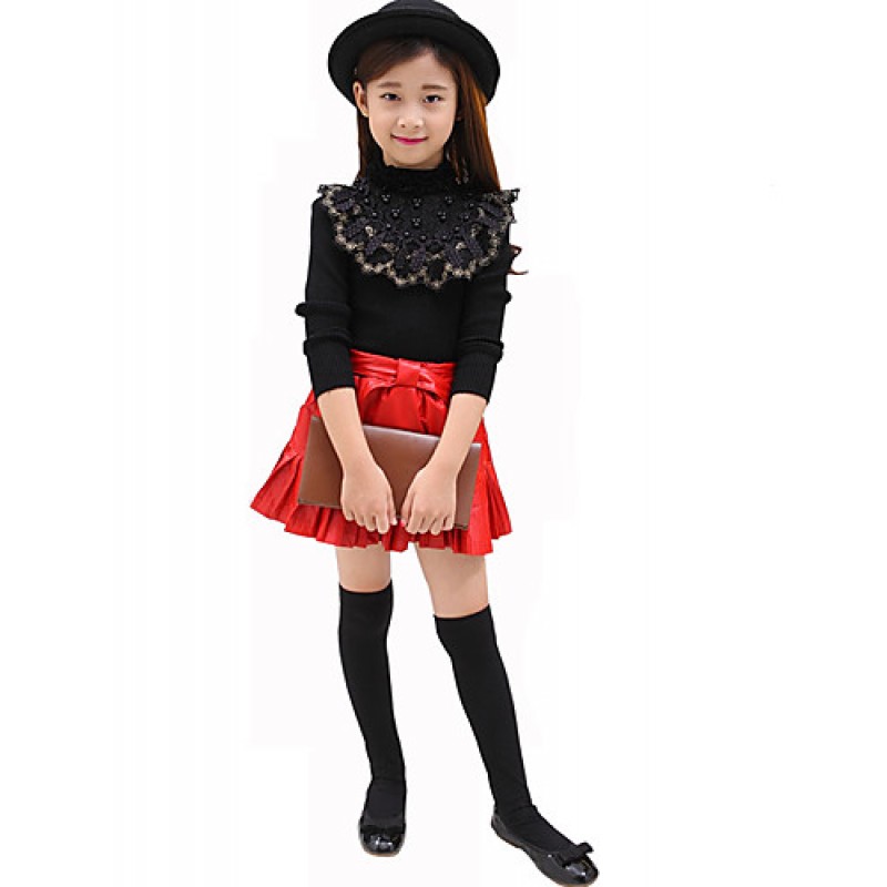 Girl's Casual/Daily Solid BlouseCotton Fall Black ...