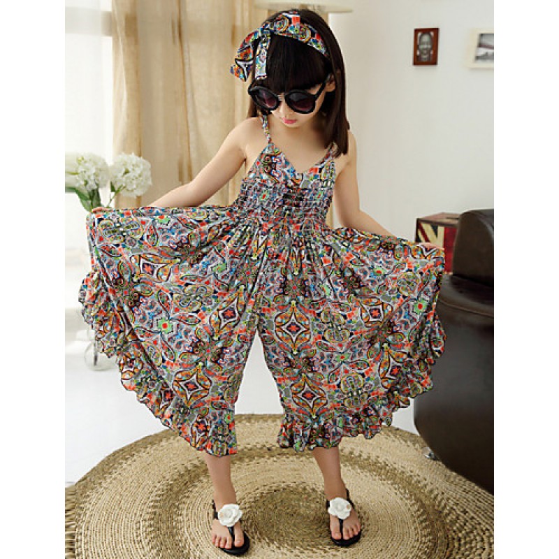 Girl's Cotton/Polyester Fashion Floral Straped Bea...