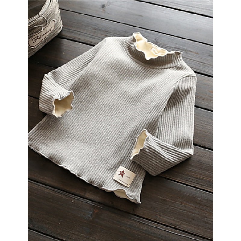 Girl Casual/Daily Solid Blouse,Cotton Winter Long ...